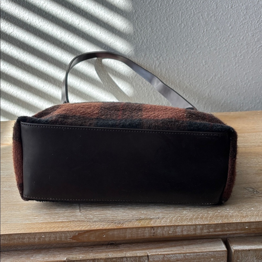Vintage Plaid Wool Shoulder Bag - Brown and Black - Picture 8 of 16